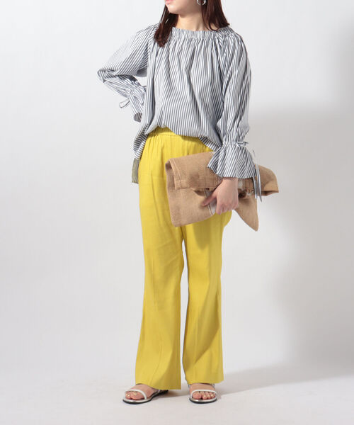 NOLLEY’S(ノーリーズ)の「【WEB限定カラーあり】麻調セミフレアパンツ(その他パンツ・レディース・チャコールグレー/ラベンダー/イエロー・36/38)」の9枚目の写真