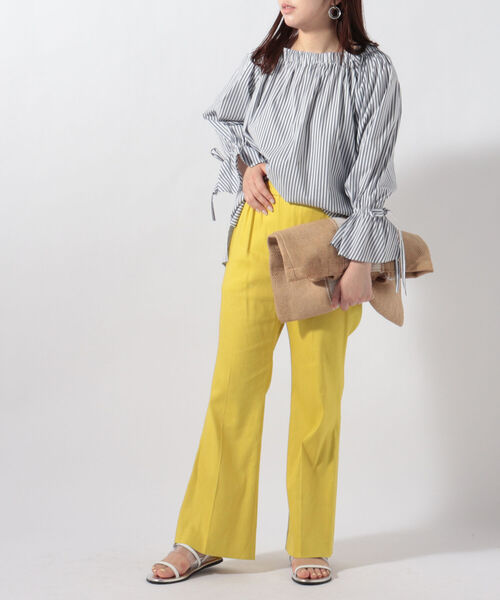 NOLLEY’S(ノーリーズ)の「【WEB限定カラーあり】麻調セミフレアパンツ(その他パンツ・レディース・チャコールグレー/ラベンダー/イエロー・36/38)」の10枚目の写真
