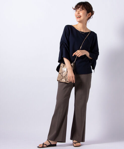 NOLLEY’S(ノーリーズ)の「【WEB限定カラーあり】麻調セミフレアパンツ(その他パンツ・レディース・チャコールグレー/ラベンダー/イエロー・36/38)」の17枚目の写真