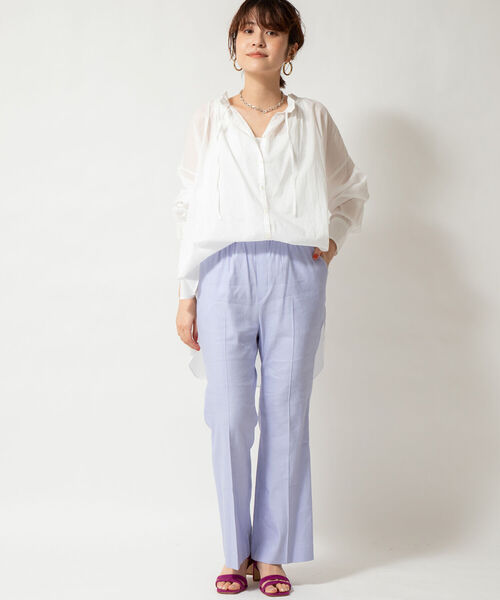 NOLLEY’S(ノーリーズ)の「【WEB限定カラーあり】麻調セミフレアパンツ(その他パンツ・レディース・チャコールグレー/ラベンダー/イエロー・36/38)」の19枚目の写真