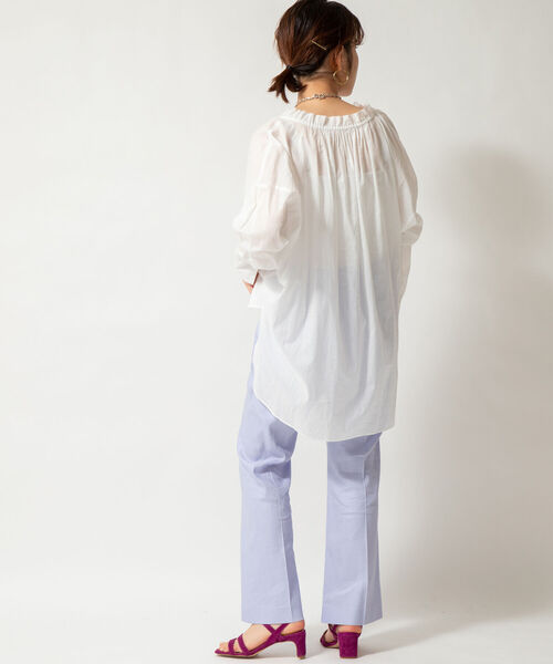 NOLLEY’S(ノーリーズ)の「【WEB限定カラーあり】麻調セミフレアパンツ(その他パンツ・レディース・チャコールグレー/ラベンダー/イエロー・36/38)」の22枚目の写真