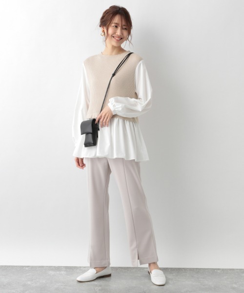 GLOBAL WORK（グローバルワーク）の「フハクドッキングベスト/933945（シャツ/ブラウス・レディース・グレー系その他/ブラック/ベージュ・FREE）」の7枚目の写真