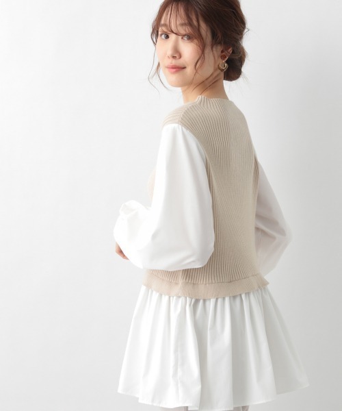 GLOBAL WORK（グローバルワーク）の「フハクドッキングベスト/933945（シャツ/ブラウス・レディース・グレー系その他/ブラック/ベージュ・FREE）」の15枚目の写真