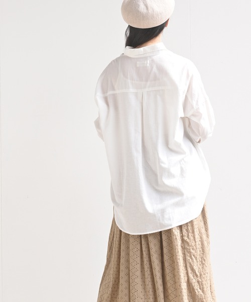 rps（アールピーエス）の「テンセル綿麻７分袖シャツ（シャツ/ブラウス・レディース・ライトカーキ/オフホワイト/グレイッシュベージュ/ブルー/ストライプ/チェック・M/フリー）」の20枚目の写真