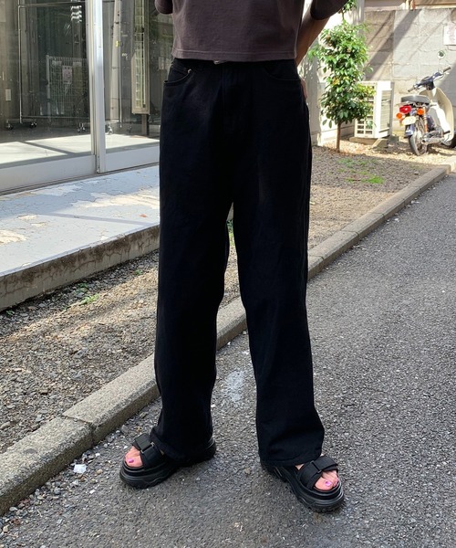 RASVOA（ラスボア）の「ルーズデニムワイドパンツ／カツラギパンツ（デニムパンツ・レディース・オフホワイト/ブラック・S/M）」の9枚目の写真