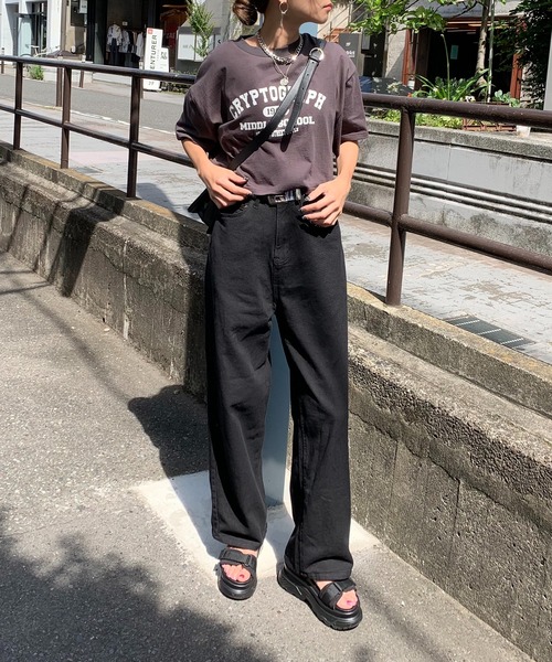 RASVOA（ラスボア）の「ルーズデニムワイドパンツ／カツラギパンツ（デニムパンツ・レディース・オフホワイト/ブラック・S/M）」の12枚目の写真