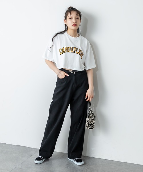 RASVOA（ラスボア）の「ルーズデニムワイドパンツ／カツラギパンツ（デニムパンツ・レディース・オフホワイト/ブラック・S/M）」の20枚目の写真