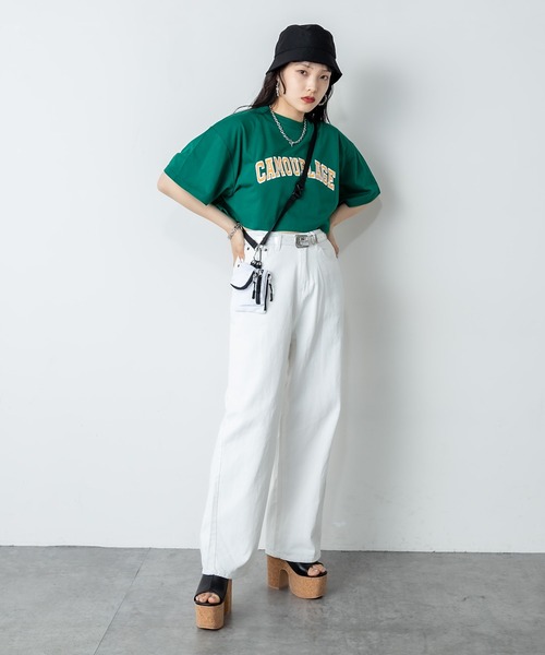 RASVOA（ラスボア）の「ルーズデニムワイドパンツ／カツラギパンツ（デニムパンツ・レディース・オフホワイト/ブラック・S/M）」の15枚目の写真