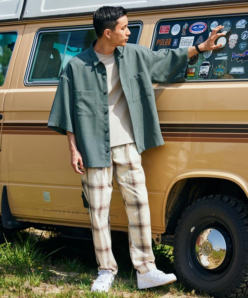 BARK MANHATTAN(バークマンハッタン)の「テックリネン オーバーサイズ 半袖CPOシャツ レギュラカラーシャツ(シャツ/ブラウス・メンズ・ブラック/ベージュ/ネイビー/モスグリーン/ブラウン系その他/ベージュ系その他/グレイッシュブルー・M/L)」の17枚目の写真