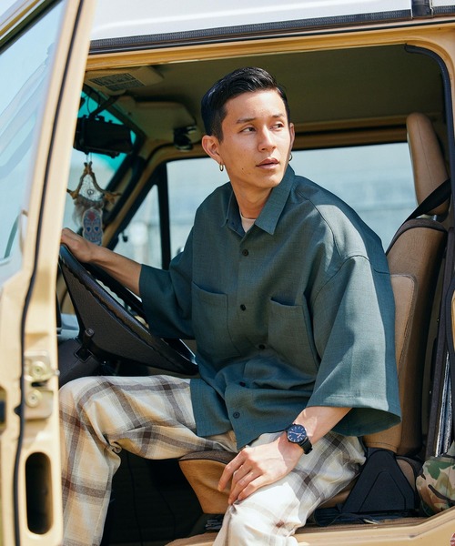 BARK MANHATTAN(バークマンハッタン)の「テックリネン オーバーサイズ 半袖CPOシャツ レギュラカラーシャツ(シャツ/ブラウス・メンズ・ブラック/ベージュ/ネイビー/モスグリーン/ブラウン系その他/ベージュ系その他/グレイッシュブルー・M/L)」の16枚目の写真