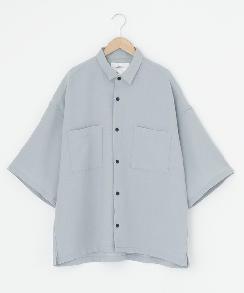 BARK MANHATTAN(バークマンハッタン)の「テックリネン オーバーサイズ 半袖CPOシャツ レギュラカラーシャツ(シャツ/ブラウス・メンズ・ブラック/ベージュ/ネイビー/モスグリーン/ブラウン系その他/ベージュ系その他/グレイッシュブルー・M/L)」の22枚目の写真