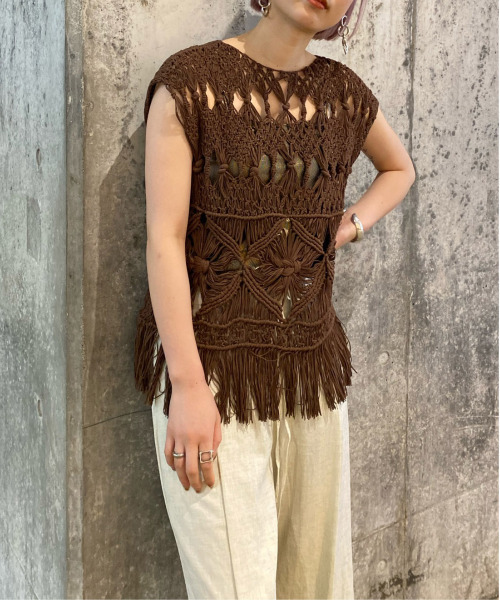 Ameri（アメリ）の「MEDI MAKURAME KNIT TOP（ニット/セーター