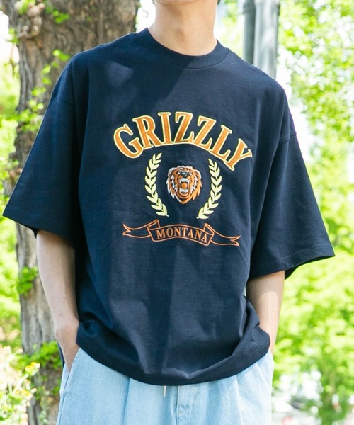 WEGO(ウィゴー)の「WEGO/ビンテージロゴ刺繍ビッグシルエット5分袖Tシャツ(Tシャツ/カットソー・メンズ・ネイビー/イエロー/ダークグリーン/イエロー系その他/グリーン系その他/ブルー/パープル・MEDIUM/LARGE)」の4枚目の写真