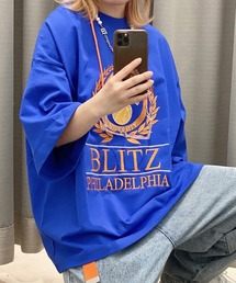 WEGO | WEGO/ビンテージロゴ刺繍ビッグシルエット5分袖Tシャツ(Tシャツ/カットソー)