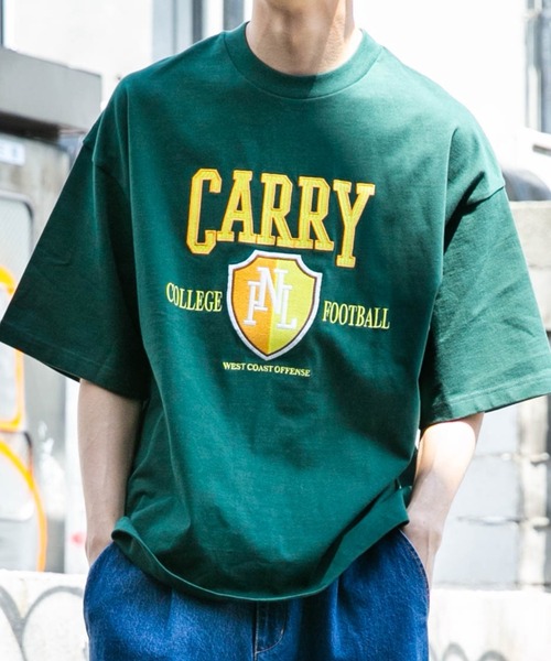 WEGO(ウィゴー)の「WEGO/ビンテージロゴ刺繍ビッグシルエット5分袖Tシャツ(Tシャツ/カットソー・メンズ・ネイビー/イエロー/ダークグリーン/イエロー系その他/グリーン系その他/ブルー/パープル・MEDIUM/LARGE)」の2枚目の写真