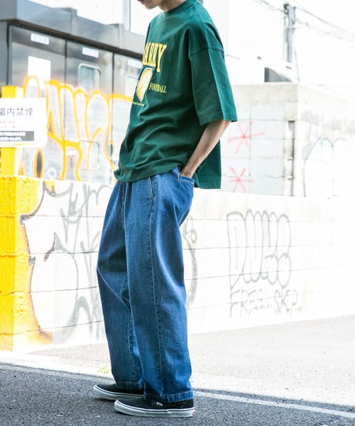 WEGO(ウィゴー)の「WEGO/ビンテージロゴ刺繍ビッグシルエット5分袖Tシャツ(Tシャツ/カットソー・メンズ・ネイビー/イエロー/ダークグリーン/イエロー系その他/グリーン系その他/ブルー/パープル・MEDIUM/LARGE)」の20枚目の写真