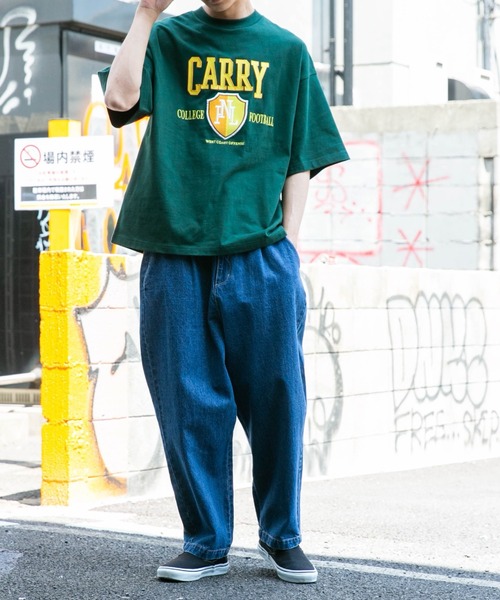 WEGO(ウィゴー)の「WEGO/ビンテージロゴ刺繍ビッグシルエット5分袖Tシャツ(Tシャツ/カットソー・メンズ・ネイビー/イエロー/ダークグリーン/イエロー系その他/グリーン系その他/ブルー/パープル・MEDIUM/LARGE)」の21枚目の写真