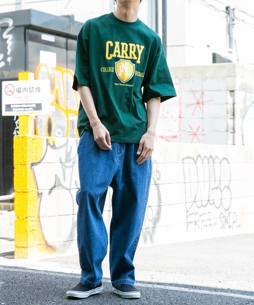 WEGO(ウィゴー)の「WEGO/ビンテージロゴ刺繍ビッグシルエット5分袖Tシャツ(Tシャツ/カットソー・メンズ・ネイビー/イエロー/ダークグリーン/イエロー系その他/グリーン系その他/ブルー/パープル・MEDIUM/LARGE)」の22枚目の写真