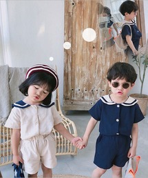 aimoha | 【aimoha-KIDS-】【新作】春夏/韓国子供服 セーラー服風シャツショーツセットアップ(セットアップ)