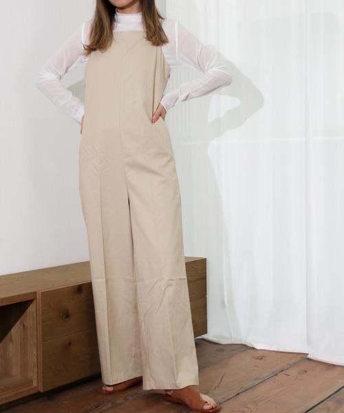 Per sist ence（パーシエンス）の「Per sist ence/パーシエンス　リネンライク　サロペットパンツ（サロペット/オーバーオール・レディース・ブラウン/ブルー/ブラック/アイボリー/ベージュ・FREE）」の4枚目の写真