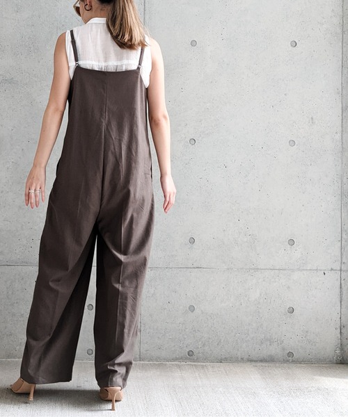 Per sist ence（パーシエンス）の「Per sist ence/パーシエンス　リネンライク　サロペットパンツ（サロペット/オーバーオール・レディース・ブラウン/ブルー/ブラック/アイボリー/ベージュ・FREE）」の3枚目の写真