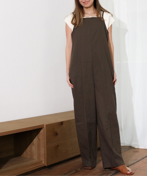 Per sist ence（パーシエンス）の「Per sist ence/パーシエンス　リネンライク　サロペットパンツ（サロペット/オーバーオール・レディース・ブラウン/ブルー/ブラック/アイボリー/ベージュ・FREE）」の6枚目の写真