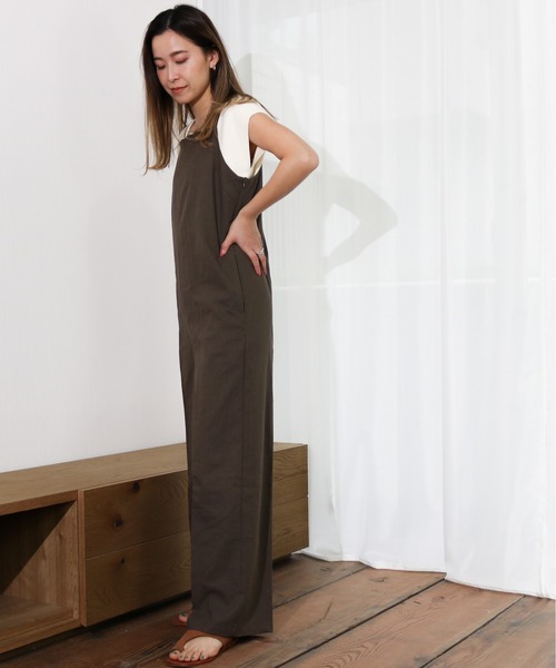 Per sist ence（パーシエンス）の「Per sist ence/パーシエンス　リネンライク　サロペットパンツ（サロペット/オーバーオール・レディース・ブラウン/ブルー/ブラック/アイボリー/ベージュ・FREE）」の7枚目の写真