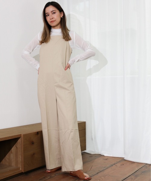 Per sist ence（パーシエンス）の「Per sist ence/パーシエンス　リネンライク　サロペットパンツ（サロペット/オーバーオール・レディース・ブラウン/ブルー/ブラック/アイボリー/ベージュ・FREE）」の14枚目の写真