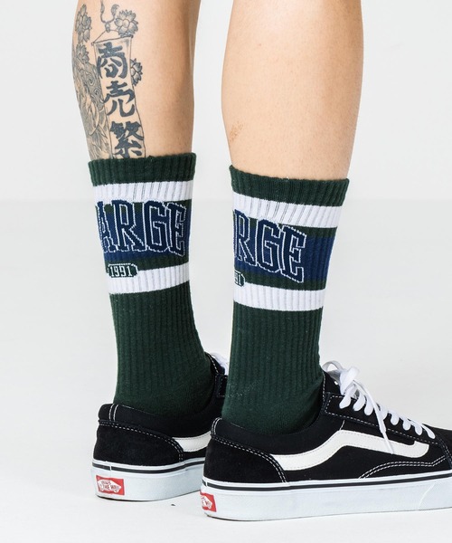 XLARGE（エクストララージ）の「COLLEGE LOGO SOCKS（ソックス/靴下・メンズ・ホワイト/ネイビー/グリーン・ONE SIZE）」の11枚目の写真