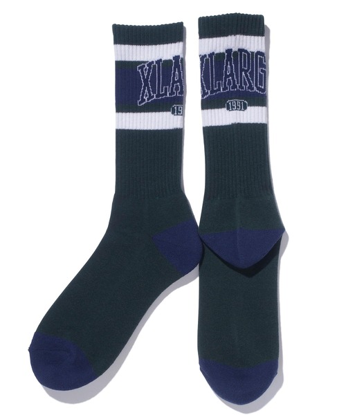 XLARGE（エクストララージ）の「COLLEGE LOGO SOCKS（ソックス/靴下・メンズ・ホワイト/ネイビー/グリーン・ONE SIZE）」の4枚目の写真