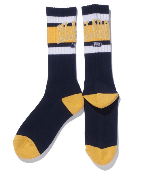 XLARGE（エクストララージ）の「COLLEGE LOGO SOCKS（ソックス/靴下・メンズ・ホワイト/ネイビー/グリーン・ONE SIZE）」の6枚目の写真