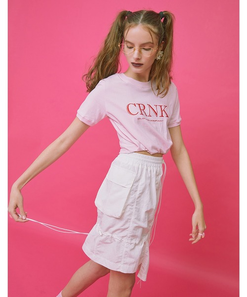 CRANK/クランク』BAND LOGO CROP T/ロゴプリントクロップド丈 半袖T