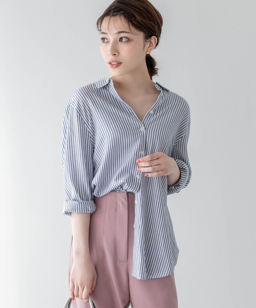 Edit Sheen（エディットシーン）の「ストライプシャツ（シャツ/ブラウス・レディース・ブルー・MEDIUM）」の2枚目の写真