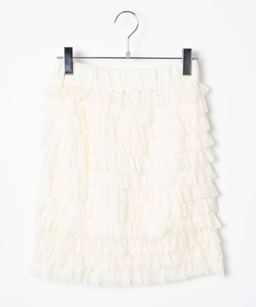 Romansual（ロマンシュアル）の「Romansual/ティアードレースタイトミニスカート（スカート・レディース・ブラック/オフホワイト・FREE）」の5枚目の写真