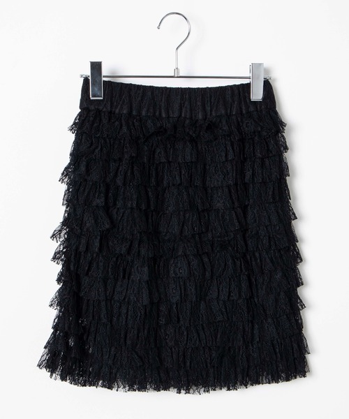 Romansual（ロマンシュアル）の「Romansual/ティアードレースタイトミニスカート（スカート・レディース・ブラック/オフホワイト・FREE）」の6枚目の写真