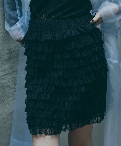 Romansual（ロマンシュアル）の「Romansual/ティアードレースタイトミニスカート（スカート・レディース・ブラック/オフホワイト・FREE）」の9枚目の写真