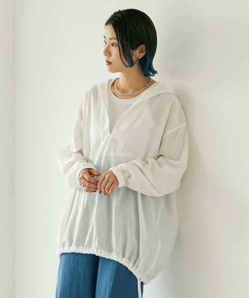 nitca（ニトカ）の「C/Cu/Liローン フードパーカー（パーカー・レディース・ホワイト/チャコールグレー/ブルー/ベージュ・FREE）」の2枚目の写真