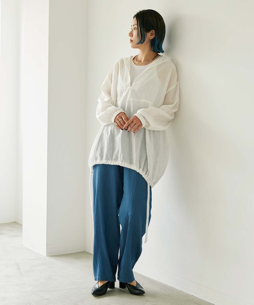 nitca（ニトカ）の「C/Cu/Liローン フードパーカー（パーカー・レディース・ホワイト/チャコールグレー/ブルー/ベージュ・FREE）」の5枚目の写真