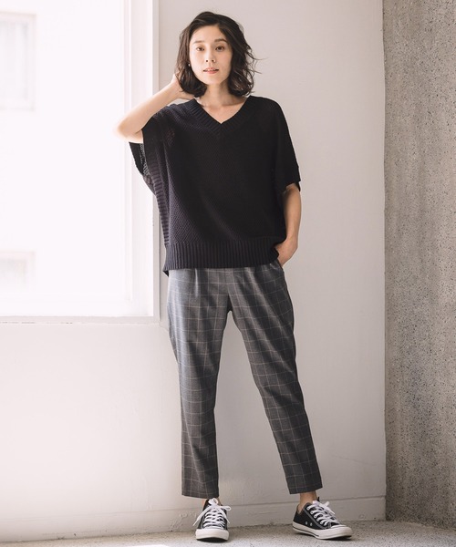 LEPSIM（レプシィム）の「【ハタラク7daysパンツ】機能付きチェックテーパードパンツ 953216（その他パンツ・レディース・チャコールグレー/ブラウン・MEDIUM/X-SMALL/LARGE/SMALL）」の3枚目の写真