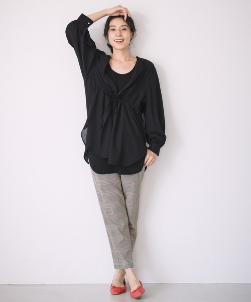 LEPSIM（レプシィム）の「【ハタラク7daysパンツ】機能付きチェックテーパードパンツ 953216（その他パンツ・レディース・チャコールグレー/ブラウン・MEDIUM/X-SMALL/LARGE/SMALL）」の4枚目の写真