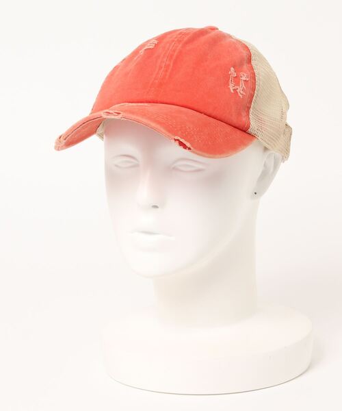 STYLEBLOCK（スタイルブロック）の「ダメージ加工メッシュキャップ（キャップ・レディース・グレー/カーキ/ピンク/イエロー/オレンジ/グリーン/カモフラージュ/ワインレッド/ブラック×ブラック/ブルー系その他/レッド系その他/レオパード/ネイビー・FREE）」の11枚目の写真