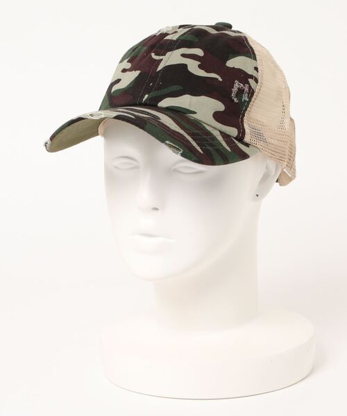 STYLEBLOCK（スタイルブロック）の「ダメージ加工メッシュキャップ（キャップ・レディース・グレー/カーキ/ピンク/イエロー/オレンジ/グリーン/カモフラージュ/ワインレッド/ブラック×ブラック/ブルー系その他/レッド系その他/レオパード/ネイビー・FREE）」の12枚目の写真
