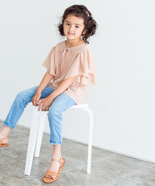 lulpini（ルルピー二）の「kids　2wayフリルブラウス（シャツ/ブラウス・キッズ・ブルー/イエロー/サーモンピンク・S/M/L）」の5枚目の写真