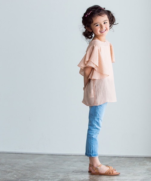 lulpini（ルルピー二）の「kids　2wayフリルブラウス（シャツ/ブラウス・キッズ・ブルー/イエロー/サーモンピンク・S/M/L）」の9枚目の写真