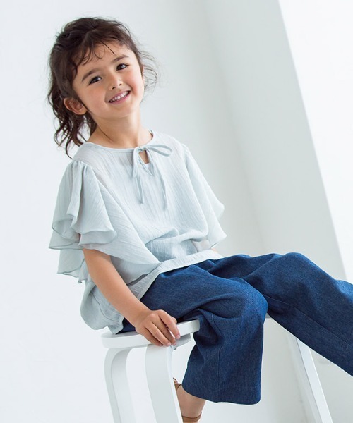 lulpini（ルルピー二）の「kids　2wayフリルブラウス（シャツ/ブラウス・キッズ・ブルー/イエロー/サーモンピンク・S/M/L）」の4枚目の写真