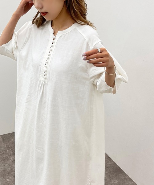 apres jour mignon(アプレジュールミニョン)の「バンドカラーランタンスリーブワンピース【ZOZOTOWN限定アイテム】(ワンピース・レディース・イエロー/パープル/オフホワイト・フリー/X-LARGE)」の11枚目の写真
