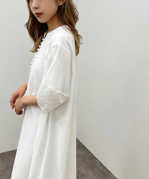apres jour mignon(アプレジュールミニョン)の「バンドカラーランタンスリーブワンピース【ZOZOTOWN限定アイテム】(ワンピース・レディース・イエロー/パープル/オフホワイト・フリー/X-LARGE)」の14枚目の写真