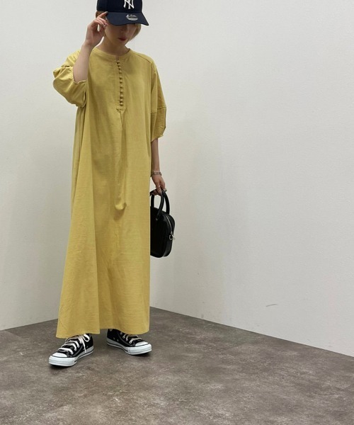 apres jour mignon(アプレジュールミニョン)の「バンドカラーランタンスリーブワンピース【ZOZOTOWN限定アイテム】(ワンピース・レディース・イエロー/パープル/オフホワイト・フリー/X-LARGE)」の6枚目の写真