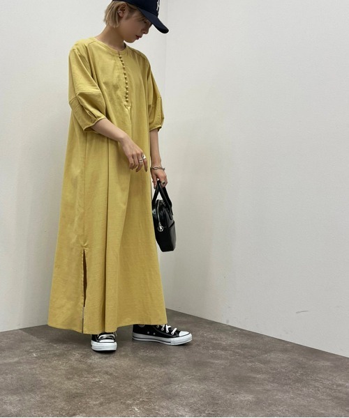 apres jour mignon(アプレジュールミニョン)の「バンドカラーランタンスリーブワンピース【ZOZOTOWN限定アイテム】(ワンピース・レディース・イエロー/パープル/オフホワイト・フリー/X-LARGE)」の9枚目の写真