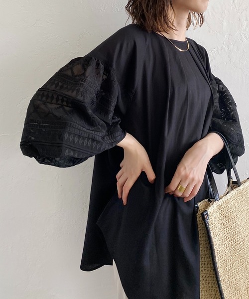 CAPRICIEUX LE'MAGE（カプリシューレマージュ）の「袖レースブラウス（シャツ/ブラウス・レディース・ホワイト/ブラック/オレンジ・FREE）」の3枚目の写真